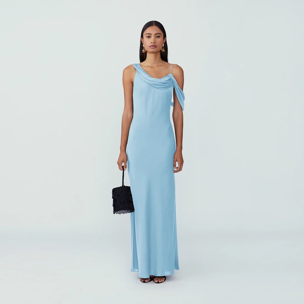 Francois pale blue matte satin dress